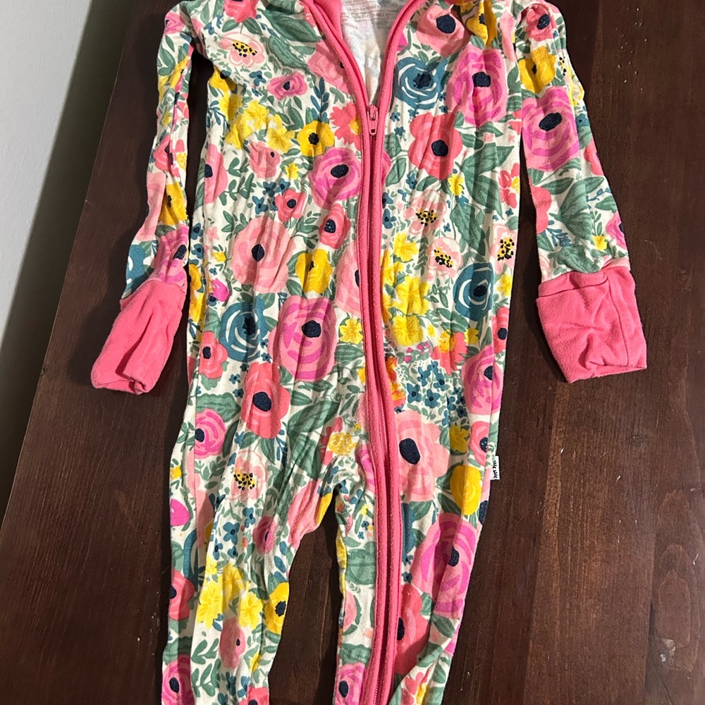 Little Sleepies Pink and Yellow Floral Pajamas sz 12-18